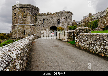 Le 13ème siècle, clocher en pierre et Gatehouse qui est le seul des quatre qui ont été construits, pour survivre, St Davids Banque D'Images