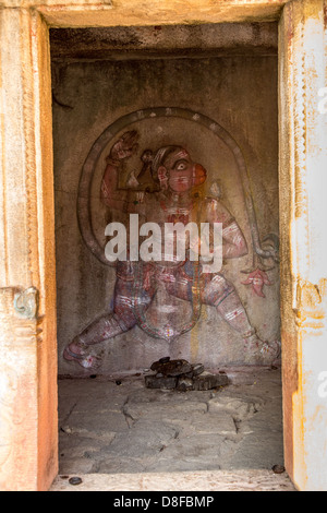 Culte, Hanuman Temple Virupaksha, Hampi, Inde Banque D'Images