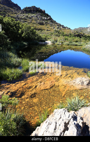 Reflet dans rock pools dans Bain's Kloof, Western Cape, Afrique du Sud Banque D'Images