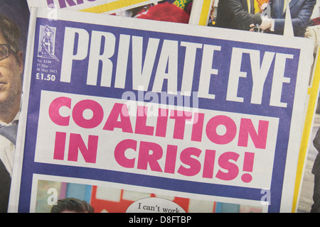 La première page de la "Coalition en crise" édition du Private Eye magazine satirique (17 - 30 mai 2013). Banque D'Images