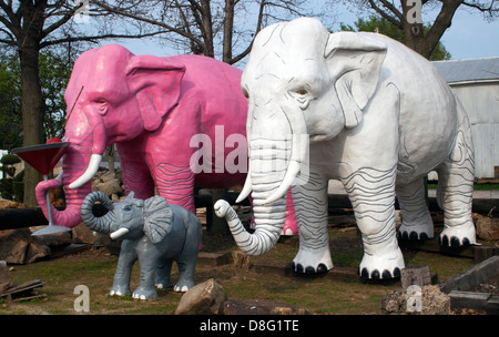 Famille d'éléphants et d'un verre à martini à Haubstadt Indiana Banque D'Images