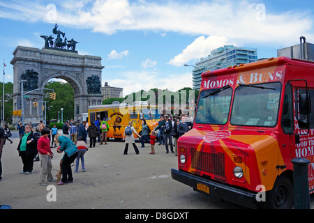 Camion alimentaire rally Brooklyn NY Banque D'Images