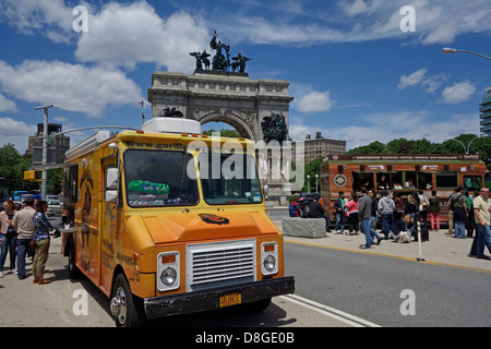 Camion alimentaire rally Brooklyn NY Banque D'Images