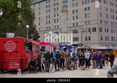 Camion alimentaire rally Brooklyn NY Banque D'Images