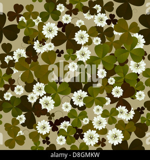 Un motif floral transparent avec les trèfles Banque D'Images