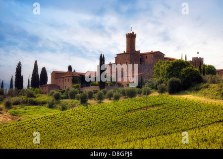 Castello di Poggio alle Mura, Montalcino, Toscane, Italie Banque D'Images