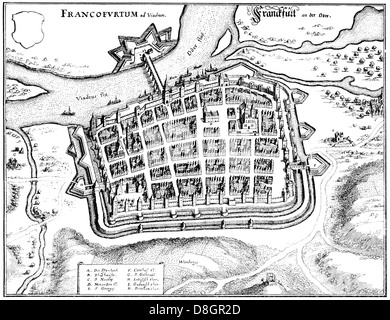 Vue panoramique vue de Francfort / Oder, 17e siècle, l'Allemagne, de l'Europe Banque D'Images
