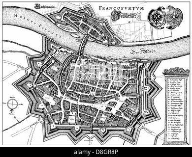 Vue panoramique de Francfort, Main, 17e siècle, l'Allemagne, de l'Europe Banque D'Images