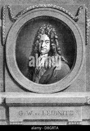 En 1646, Gottfried Wilhelm Leibniz - 1716, un philosophe et scientifique, mathématicien, diplomate, physicien, historien, polit Banque D'Images