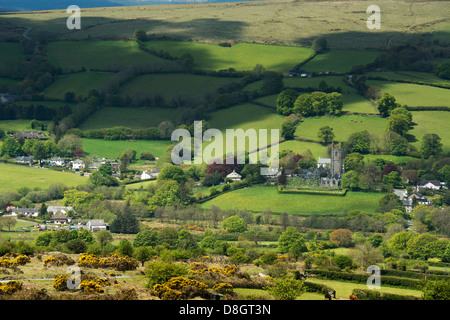 Widecombe dans la lande. Widecombe Valley. Dartmoor National Park, Devon, Angleterre Banque D'Images