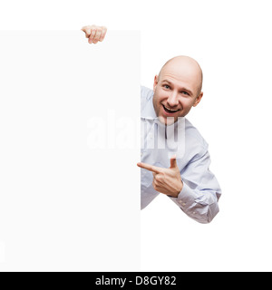 Man holding blank sign ou la plaque Banque D'Images