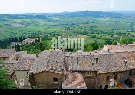 Avis de Montepulciano à environs, Toscane, Italie, Europe Banque D'Images