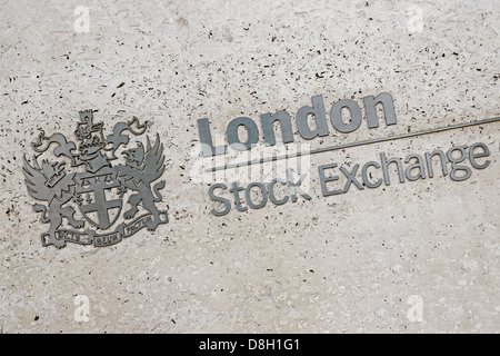 Inscription à la Bourse de Londres, Londres, Royaume-Uni. Banque D'Images