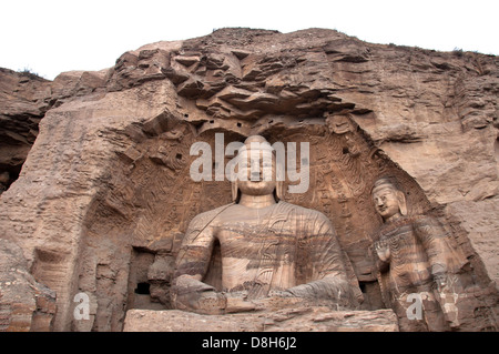 Pierre Géant Bouddha à la Grottes de Yungang, Datong, Chine Banque D'Images