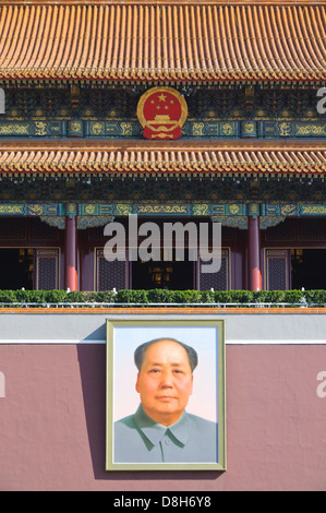 Portrait de mao à la porte Tiananmen, Pékin Banque D'Images