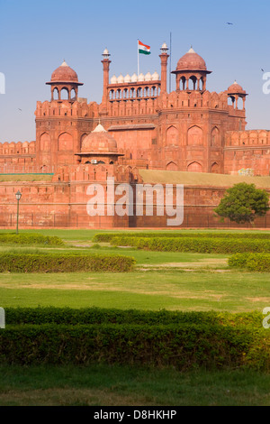 L'Inde, Delhi, Fort Rouge, l'empereur Shah Jahan a commencé la construction en 1638 et il a été achevé en 1648 Banque D'Images