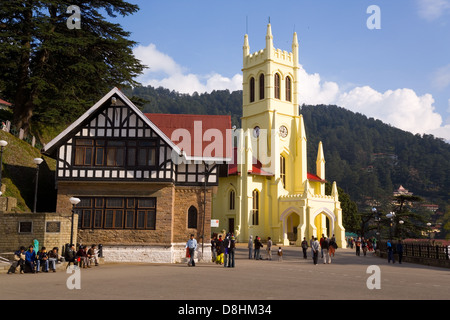 St Michael's Cathedral à Shimla, Shimla Hill Station, le Mall, l'Himachal Pradesh, Inde Banque D'Images