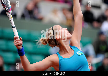 Paris, France. 29 mai 2013. Mathilde Johansson de France en action pendant le match entre Ana Ivanovic de Serbie et Mathilde Johansson de France au deuxième tour de l'Open de France de Roland Garros. Credit : Action Plus de Sports / Alamy Live News Banque D'Images