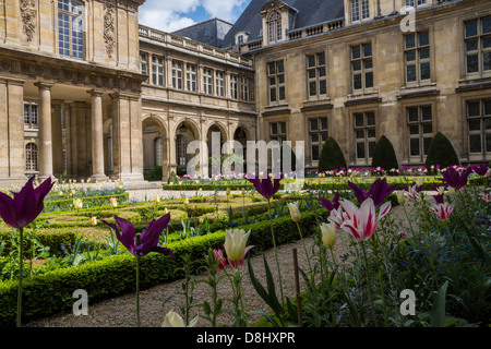 Les beaux jardins de Musée Carnavalet, le musée de l'histoire de Paris. Banque D'Images