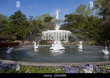 Fontaine à Forsyth Park, Savannah, Géorgie Banque D'Images