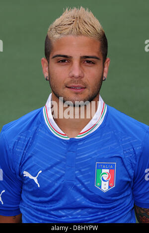 Lorenzo Insigne (ITA), 28 mai 2013 - Football : l'équipe U-21 Italie session photo officiel pour le championnat de l'UEFA des moins de 21 ans (EURO) au Centro Tecnico de Milanello Milanello, Italie. (Photo de Maurizio Borsari/AFLO) Banque D'Images