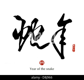 Calligraphie chinoise 2013 conception de l'année du serpent Banque D'Images