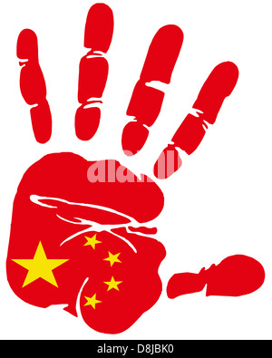 Hand print drapeau de la Chine Banque D'Images