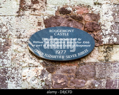 Château de Rougemont informations inscription, Exeter, Devon, Angleterre Banque D'Images
