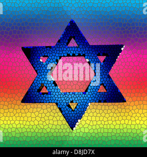 Étoile de David dans vitrail Banque D'Images