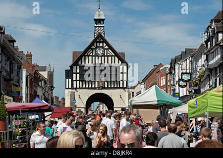 Bridgnorth peut jour market street Shropshire Banque D'Images