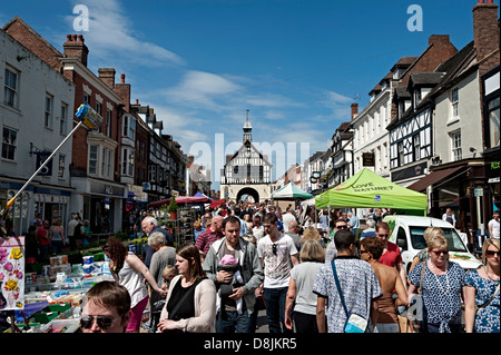 Bridgnorth peut jour market street Shropshire Banque D'Images