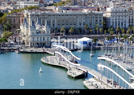 Vieux port Port Vell, Barcelone, Espagne Banque D'Images