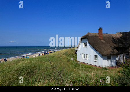 Maison dans les dunes de Ahrenshoop, Fischland, mer Baltique, Mecklembourg-Poméranie-Occidentale, Allemagne Banque D'Images
