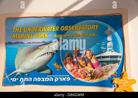 Observatoire sous-marin Marine Park sign in Eilat, Israel Banque D'Images