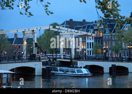 Pays-bas, Amsterdam, Pont Magere Brug, mince, Banque D'Images