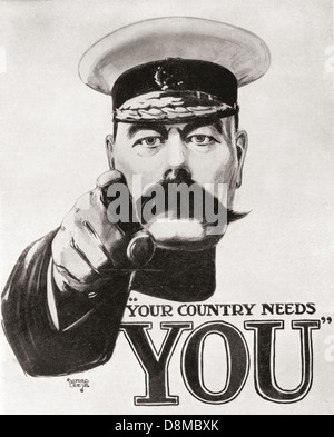 Votre pays a besoin de vous. Kitchener célèbre World War One affiche de recrutement. Banque D'Images