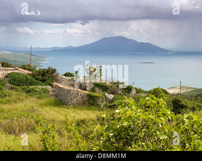 Vue sur la mer Adriatique depuis l'île de Cres. Banque D'Images