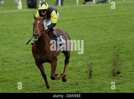 Epsom Downs, Surrey, UK. 1er juin 2013. Richard Hughes rides 'Thunderstrike' pour gagner l'Investec Woodcote Stakes sur l'Investec Derby Day de l'hippodrome d'Epsom. Credit : Action Plus Sport Images/Alamy Live News Banque D'Images