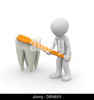 Un caractère un peu comme les brosses les dents. Banque D'Images