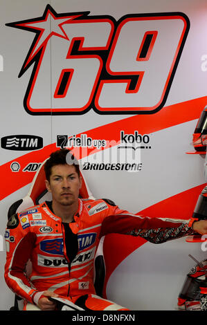 Mugello, Italie.1er juin 2013. Nicky Hayden (Ducati Team) lors de la séance de qualification du Championnat du Monde Moto GP du Mugello circuit de course. Credit : Gaetano Piazzolla/Alamy Live News Banque D'Images