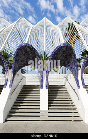 Zone d'entrée, l'umbracle, Ciudad de las Artes y las Ciencias, Valencia, Espagne Banque D'Images