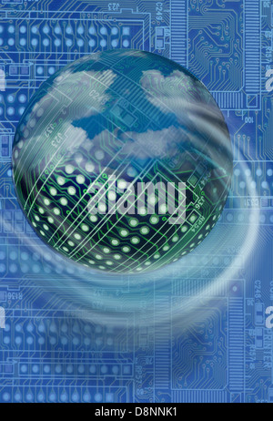 Circuit de haute technologie ball dans l'espace. Banque D'Images