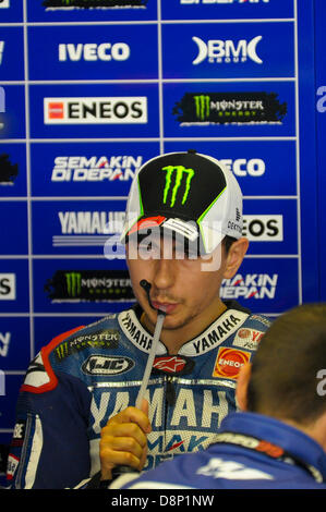 Mugello,Italie. 2 juin, 2013. Jorge Lorenzo (Yamaha Factory Racing) au cours de l'échauffement du Championnat du Monde Moto GP du Mugello circuit de course. Credit : Gaetano Piazzolla/Alamy Live News Banque D'Images