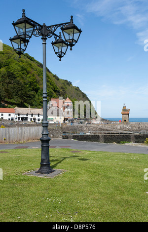 Lampe victorienne post dans Lynmouth, Devon Banque D'Images