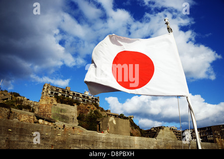 L'île de Gunkanjima abandonnés japonais Banque D'Images