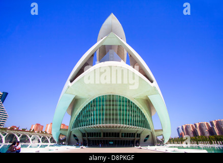 Prise de vue au grand angle de l'El Palau de les Arts Reina Sofia à Valence, Espagne Banque D'Images