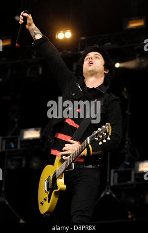 London, UK : Green Day joue le stade Emirates, Islington sur 01/06/2013. Les personnes sur la photo : Billie Joe Armstrong. Photo par Julie Edwards Banque D'Images