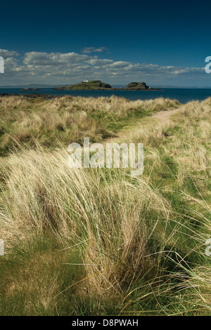 Fidra Phare près de Yellowcraigs, East Lothian Banque D'Images