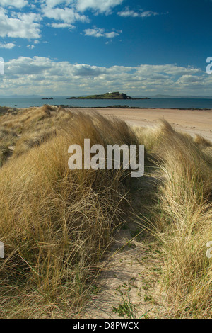 Fidra Phare près de Yellowcraigs, East Lothian Banque D'Images