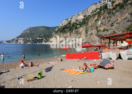 La plage de la Mala à Cap d'Ail, Côte d'Azur Banque D'Images